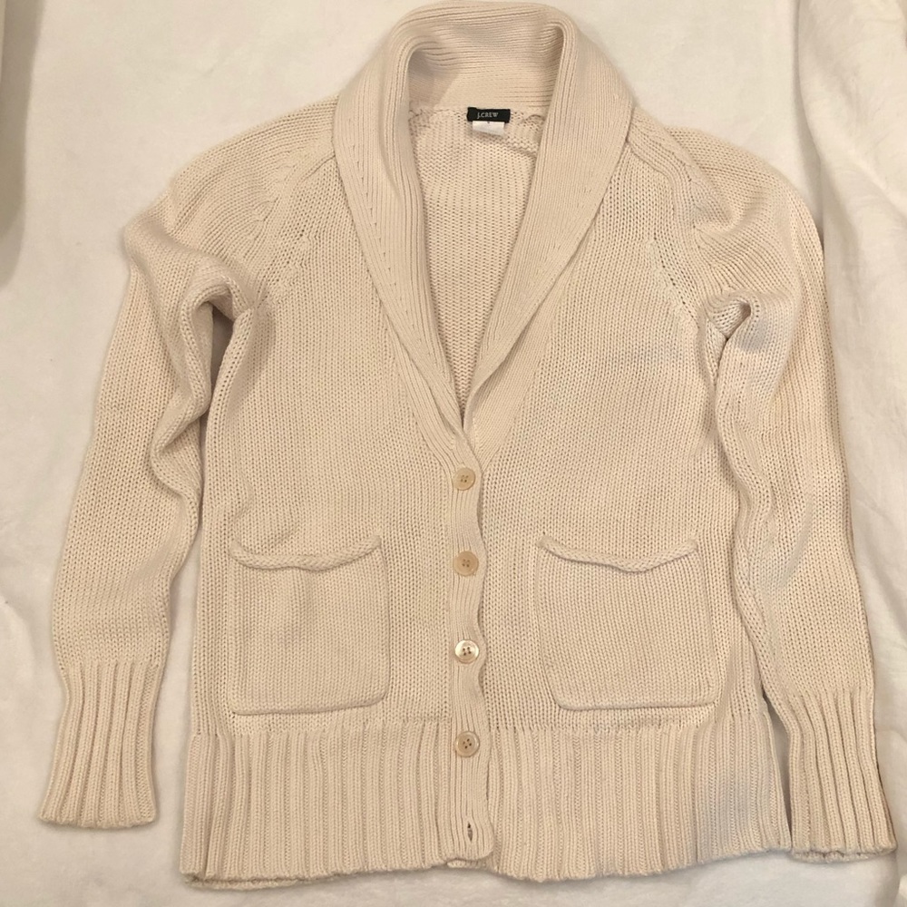 J Crew creamy cowl neck cardigan sweater